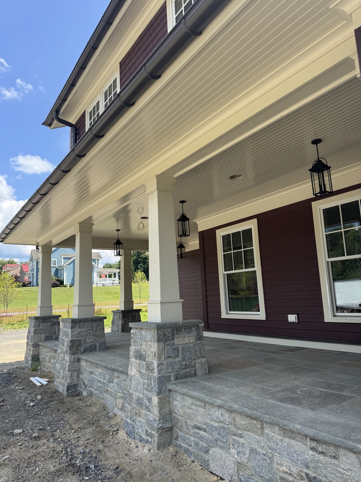 Porch with stone columns